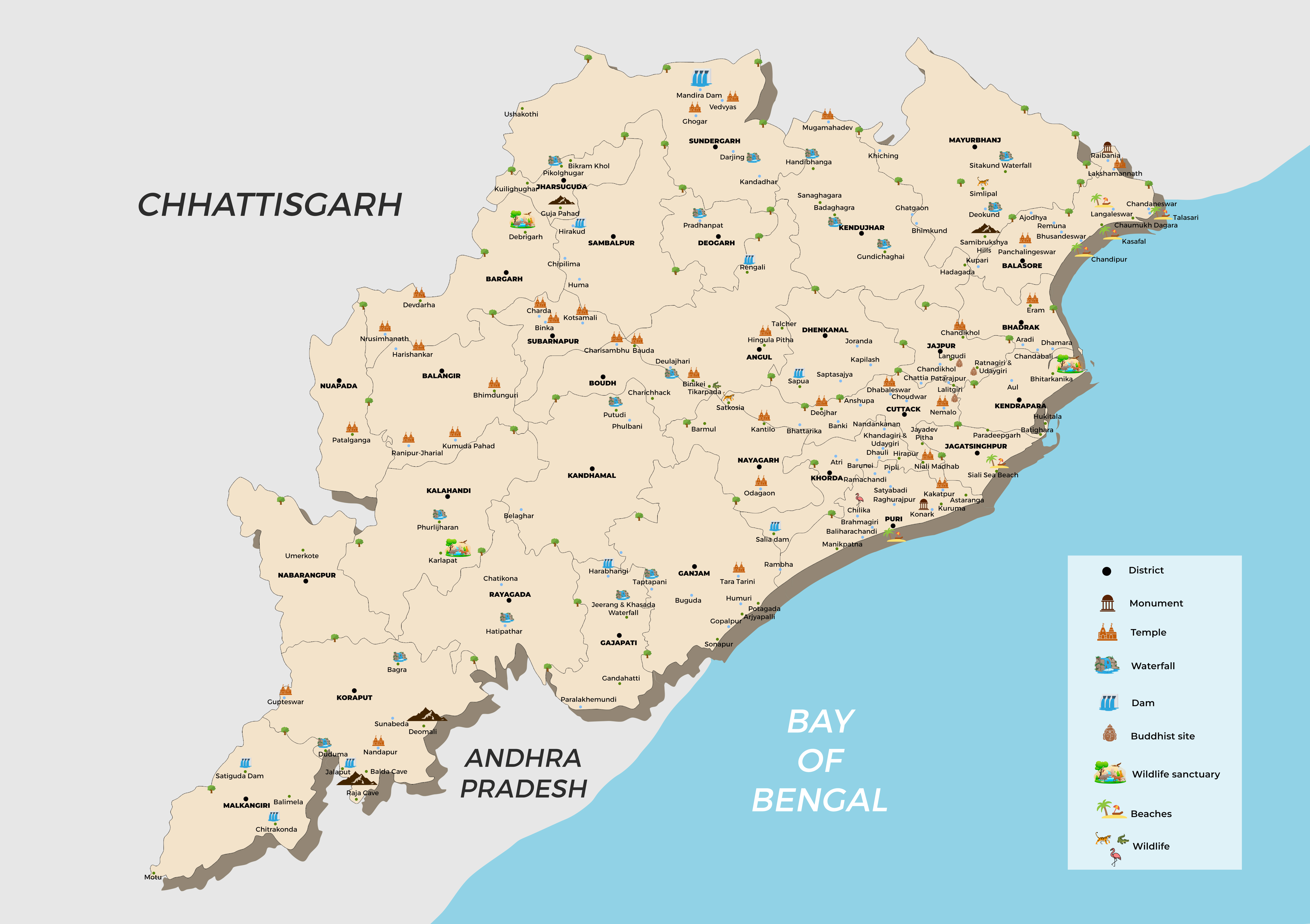 Odisha Tourist Map